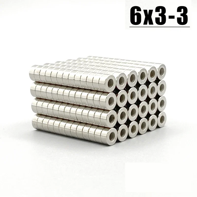6x3 Hole 3mm Fridge Tool Magnets 20~1000pcs Round Ring Shape 6x3-3mm For Kitchen Office Whiteboard Hook Accessory Imanes