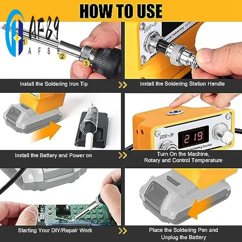 

AF89-Cordless Soldering Iron Station For 20V Battery,Battery Powered Digital Soldering Iron With T12 Tip