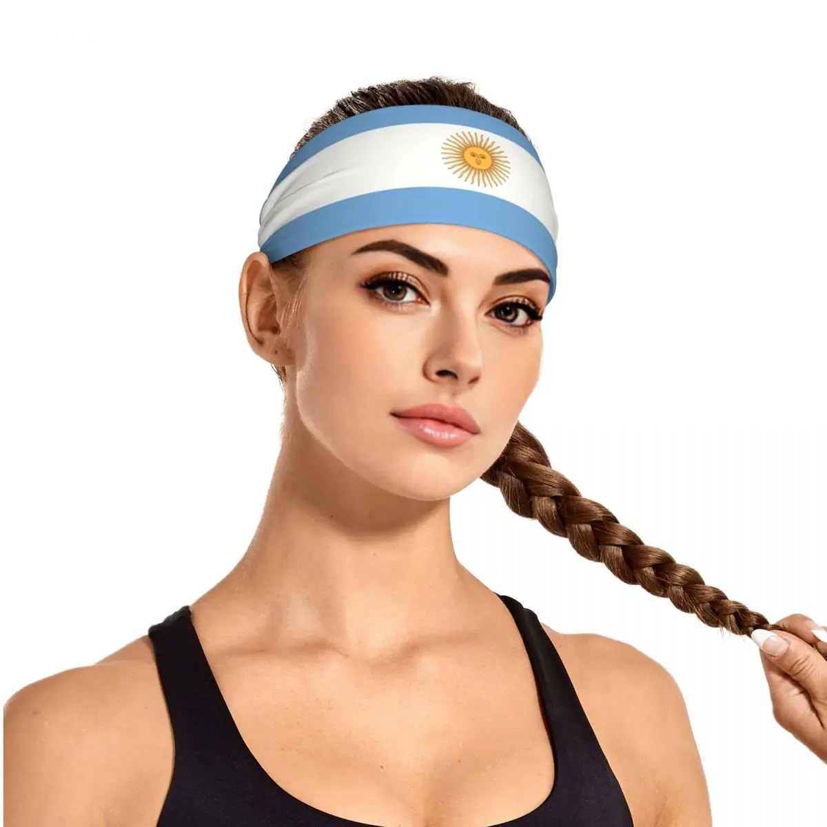 Custom Flag Of Argentina Sports Headbands for Men Women Elastic Moisture Wicking Training Sweatbands