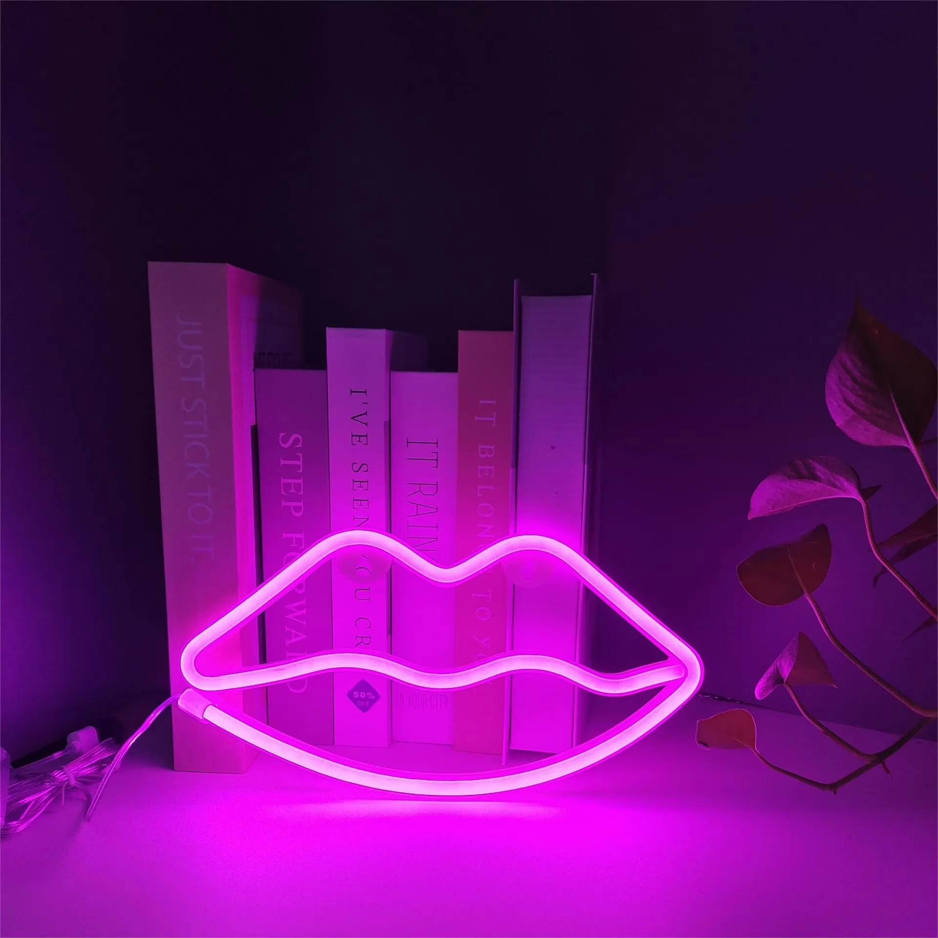 Mouth tongue Neon Light Sign LED Sexy Lips Lamp Decoration Table Room Shop Wall Party Gift USB & Battery Case Powered