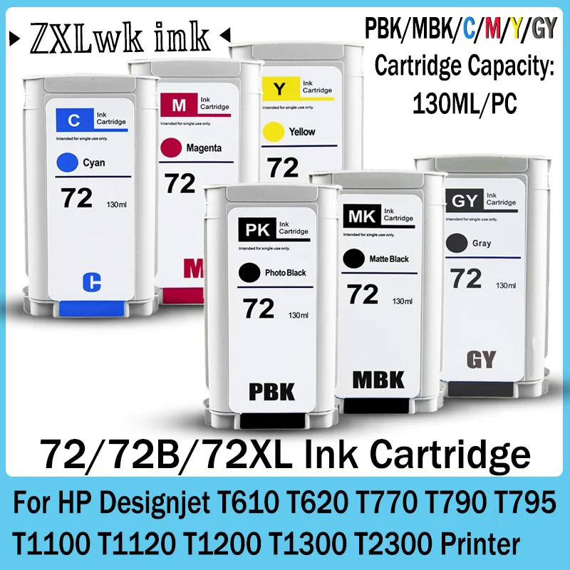 Für HP 72 72B HP72 Tintenpatrone 3WX06A 3WX07A Für HP Designjet T610 T620 T770 T790 T795 T1100 T1120 T1200 T1300 T2300 Drucker