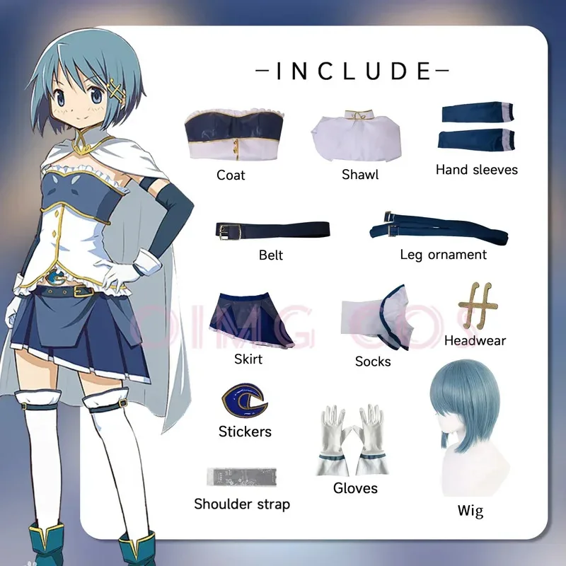 DY2025Miki Sayaka Cosplay Costume  Magi Madoka Magica Uniform Wig Puella Anime Chinese Style Halloween Costumes Game