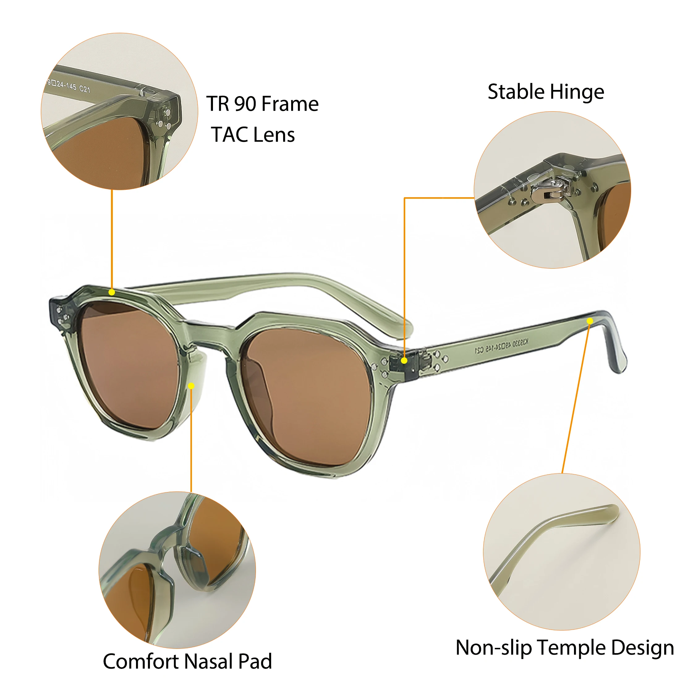 CATERSIDE Retro Polarisierte Sonnenbrille Männer Ultraleicht TR90 Rahmen Polygon Frauen Sonnenbrille Im Freien Hohe Qualität Reise Brillen – Detail 5