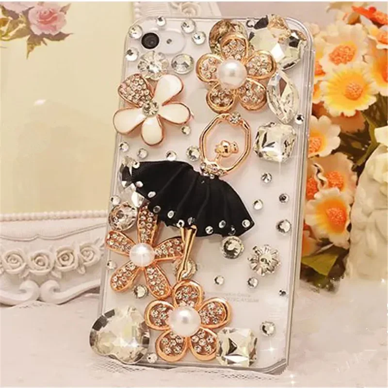 

Luxury Bling Dancing Girl Rhinestone Flower Case For Xiaomi Redmi9 9C Note8 9Pro Note10S Note11Pro 12Pro Soft Diamond Back Cover