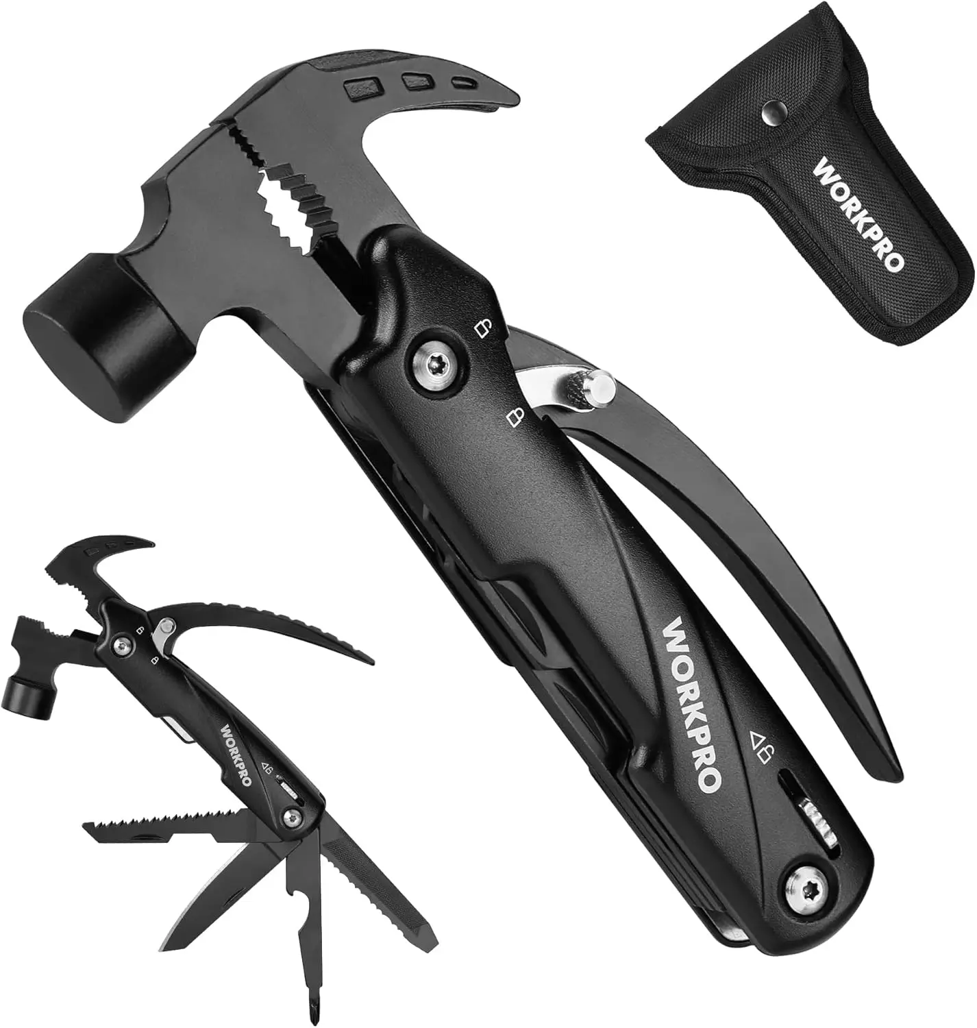 

12-in-1 Camping Multitool with Mini Hammer, Safety Lock & Pouch - Perfect EDC Gear for Men and Women