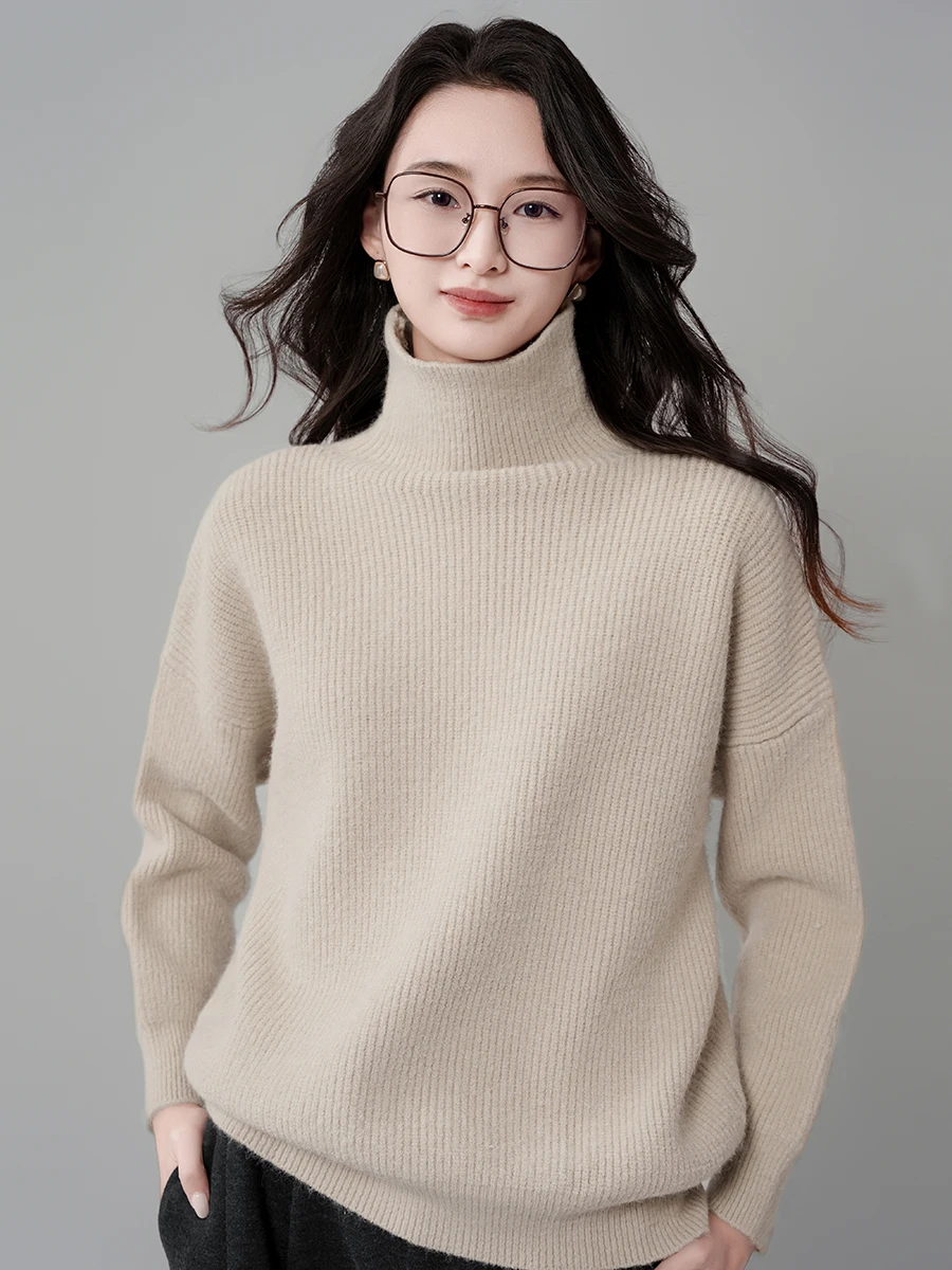 

Achu Warm Wrap Women's Oversized Thiened Knitted High Collar Sweater Soft Cozy Base Layer irt Commute Sle Long Sve