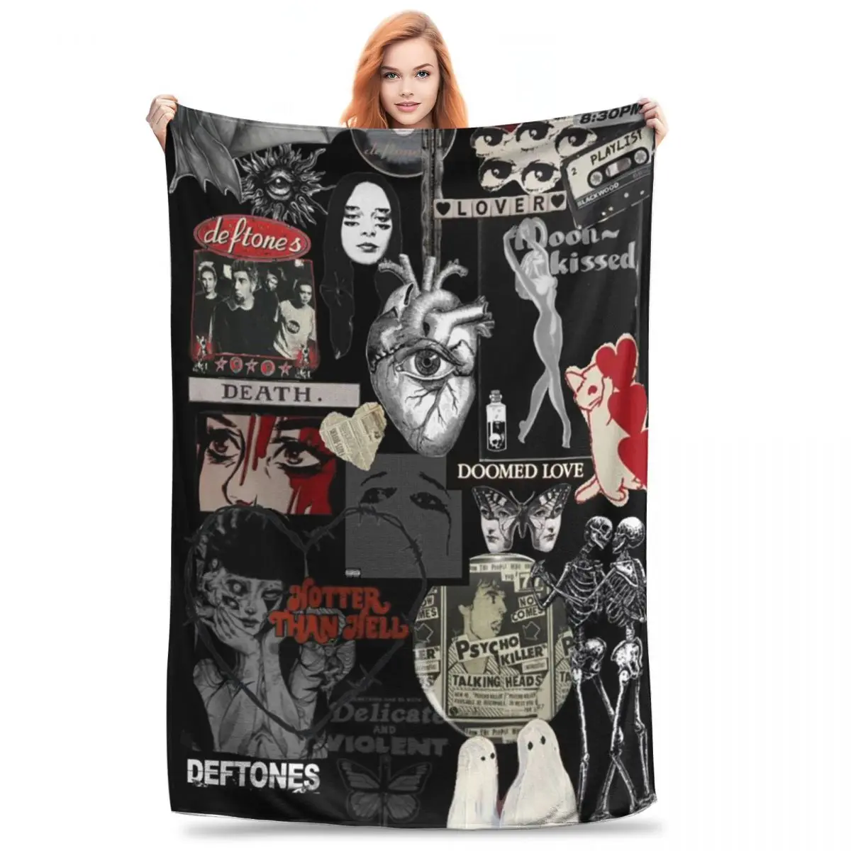 Super Soft D-Deftonese Logo Band Throw Blanket Premium Flannel Fleece Lightweight Blanket Cozy Fluffy Blankets All Season Use