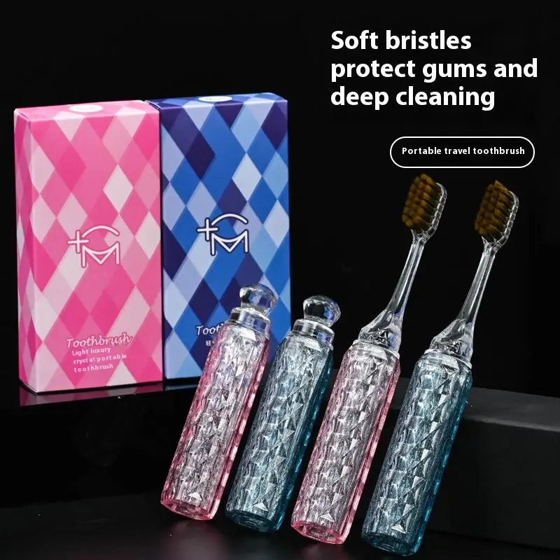 แปรงสีฟันขนนุ่ม 1/2 ชิ้น ด้ามจับแบบถอดได้ สำหรับผู้ชายและผู้หญิง ขนาดพกพาสะดวก เครื่องมือดูแลสุขภาพช่องปาก