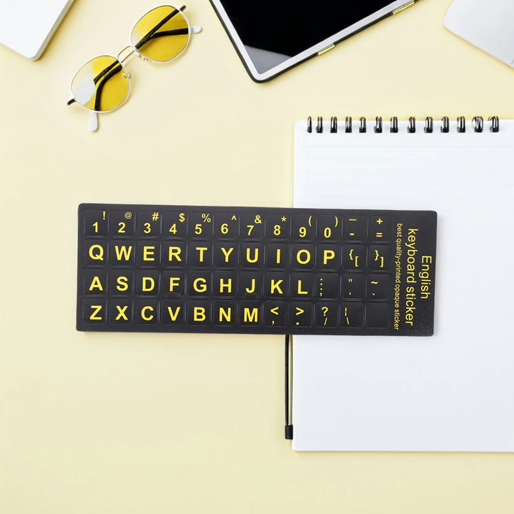 

2pcs English Alphabet Pvc Self Adhesive Waterproof Dustproof Durable Universal Fit For Laptops Desktops Anti Slip Computer