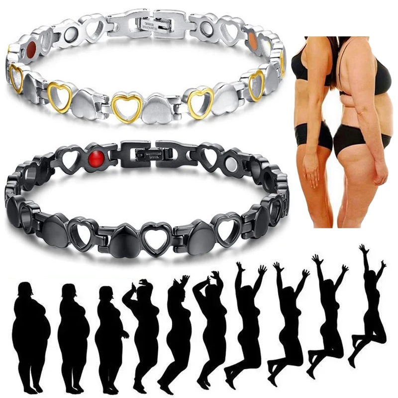 Hollow Out Heart Shape Magnetic Bracelet Helps Increase Metabolism Energy Bangles Unisex Weight Loss Bracelets Magnets Wristband