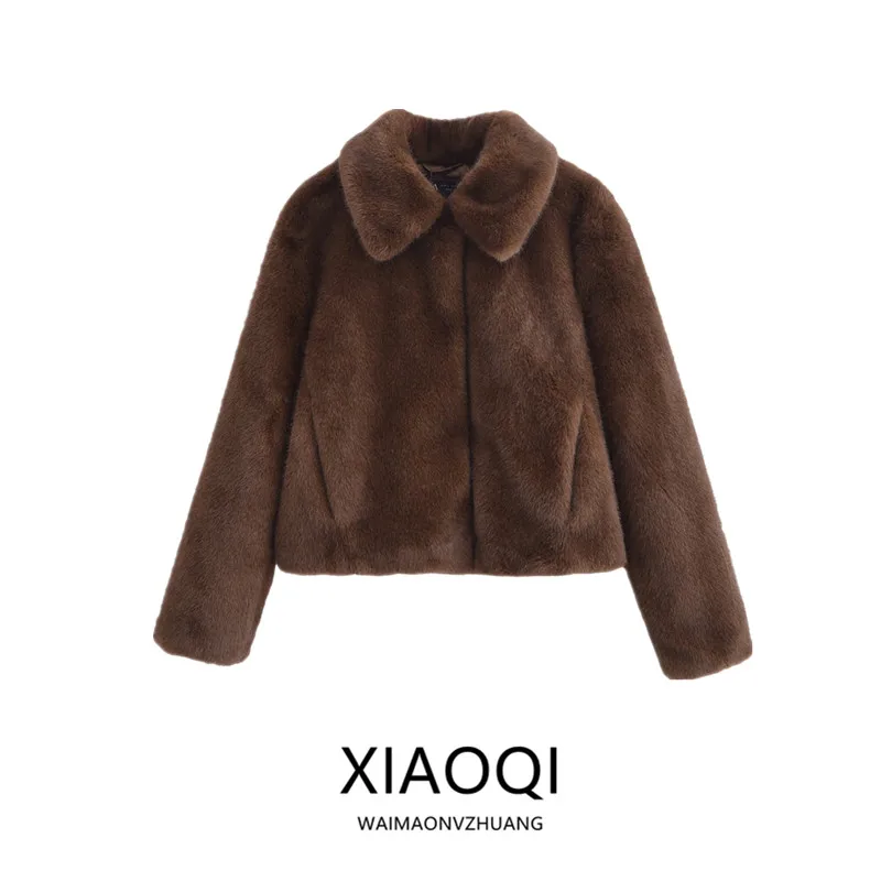 Autumn Winter New Arrival Women's Loose Versatile Faux Fur Effect Jaet Coat 2024 Faionable Outerwear Regular Length