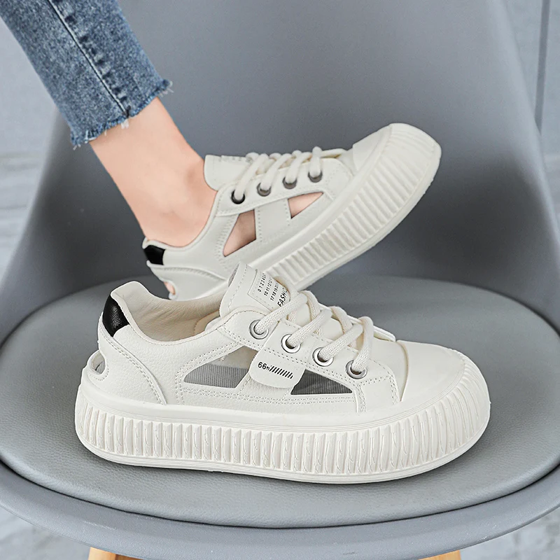 CRLAYDK 2024 Summer New Women\'s Hollow Out Shoes Platform Sneakers Casual Walking Loafers Low Top Fashion Skateboarding Student