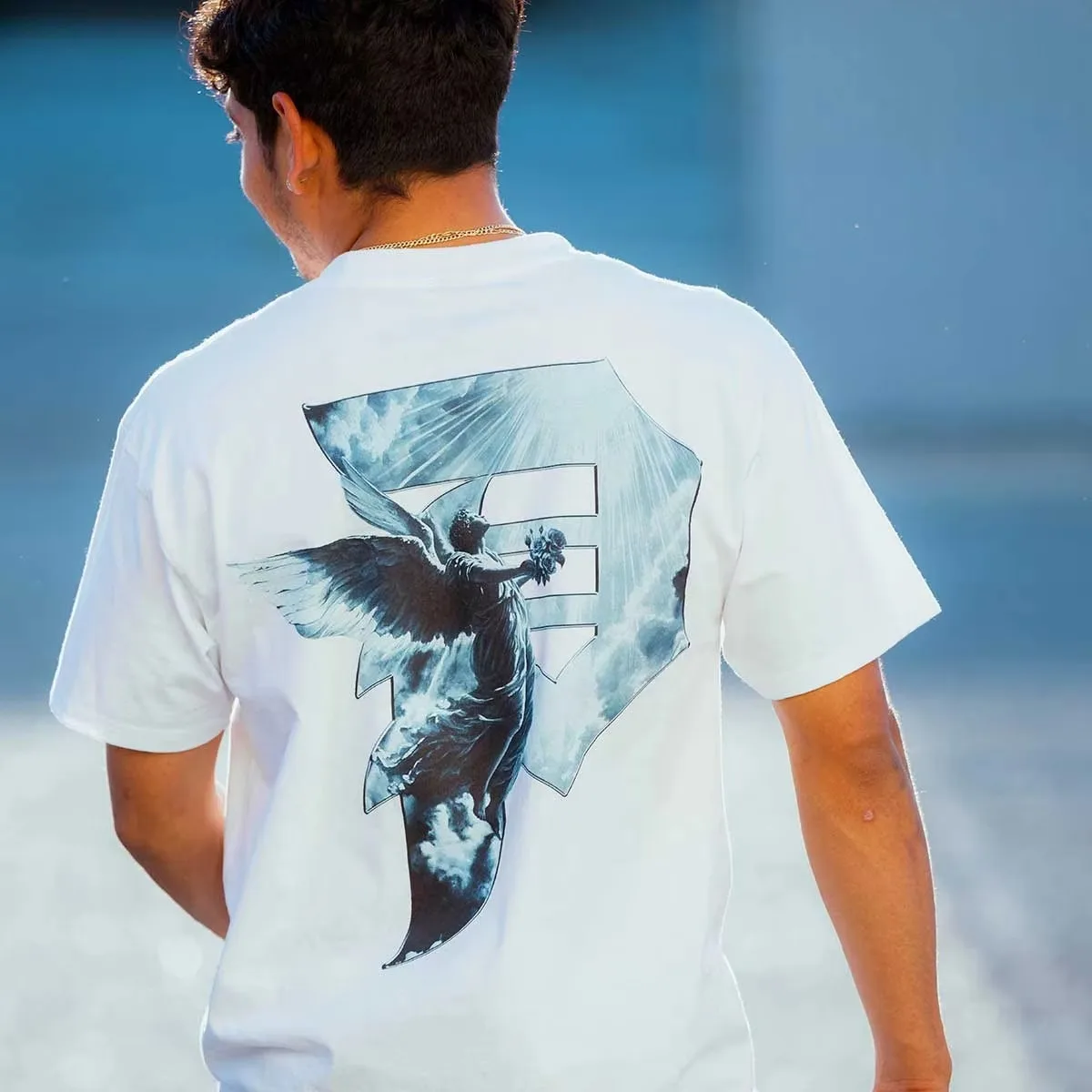 Y2K Retro Angel Statue Renaissance Art Oil Painting Street Skateboard Brand Graphic T-Shirt Cotton Men Women Streetwear Tee