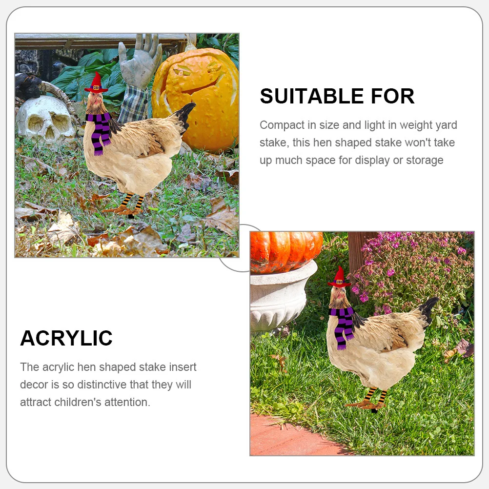 

2Pcs Garden Chicken Yard Sign Durable Acrylic Lawn Stake Outdoor Yard Decor Funny Animal Insert Halloween Decor
