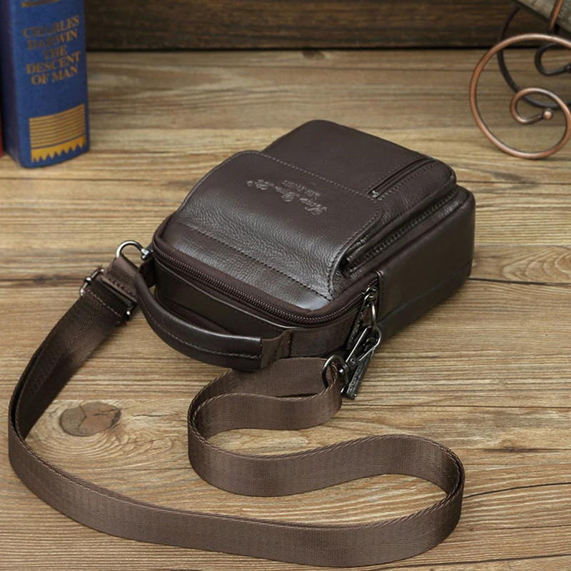 Men Shoulder Messenger Cross body Bag Mini Handbag Pouch Fashion Retro Genuine Leather Male Belt Hip Bum Fanny Waist Pack Bags