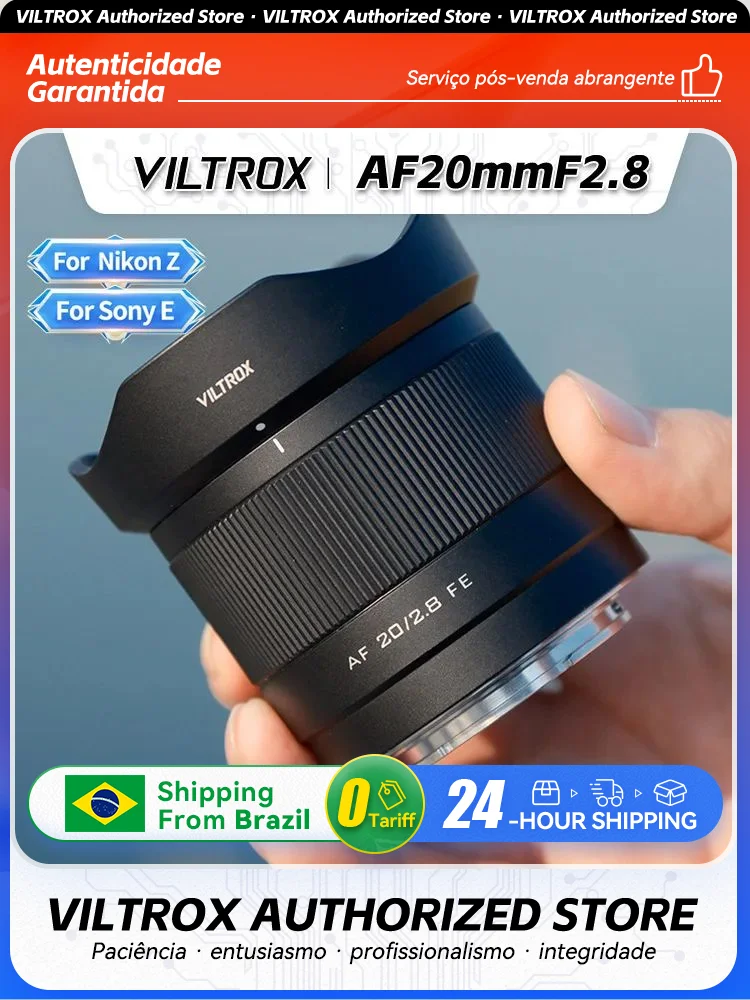 【Do Brasil】 Viltrox AF 20mm F2.8 Full Frame  Ultra Wide Angle Fisheye Lens for Sony E ZVE10 A7 A7II A7III Nikon Z Z30 Z50 20 2.8