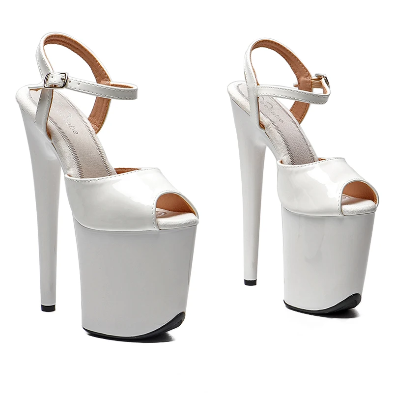 Leecabe 20cm/8inches Patente PU Upper Trend Fashion Platform High Heel Sandals Sexy Stripper Heel Pole Dance Shoes