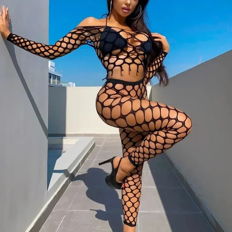 ملابس داخلية صيفية مثيرة للتستر بدون بيكيني شبكة صيد السمك ملابس داخلية نسائية ملابس بحر مفرغة ملابس سباحة للعطلات