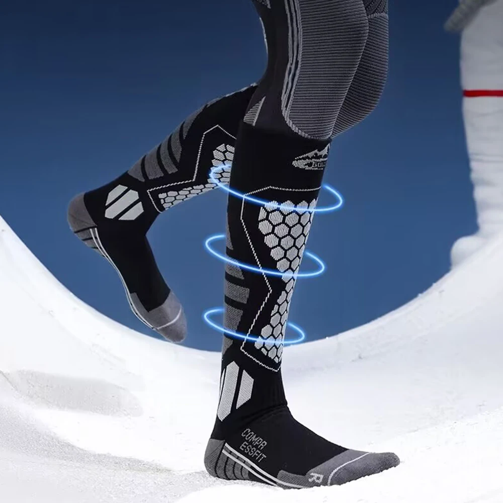 3 paires de chaussettes de Ski antidérapantes, épaisses et chaudes, professionnelles, longues, à Compression en laine, pour cyclisme, randonnée, course à pied, activités de plein air, hiver