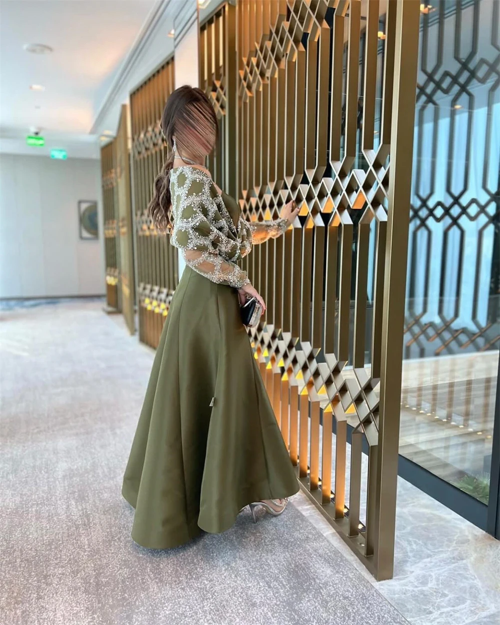 Customized Prom Dress Fashion Strapless Cap Sleeve Mermaid Celebrity Dresses Ankle Length Embroidery Taffeta Formal Evening Gown