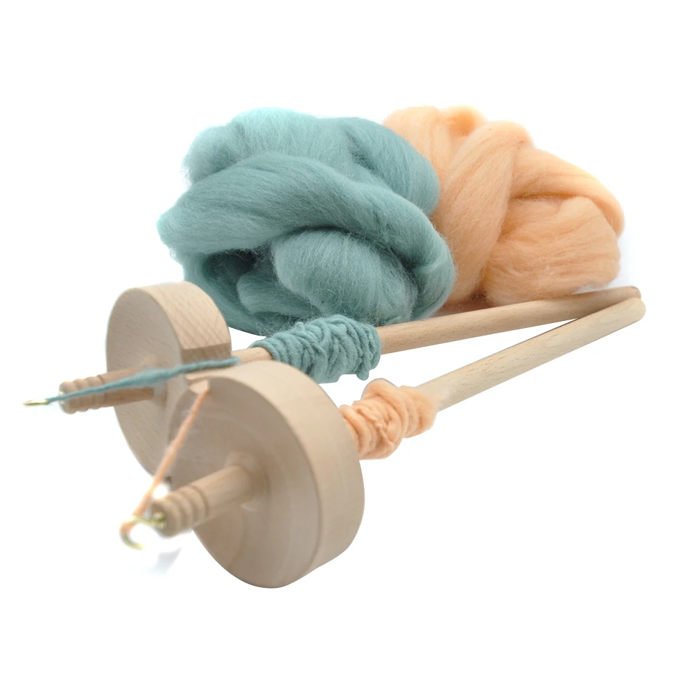 Wood Drop Spindle Top Whorl Yarn Spinning Tool Hand Carved Wooden Spindle for Beginners & Professionals Crafting Projects