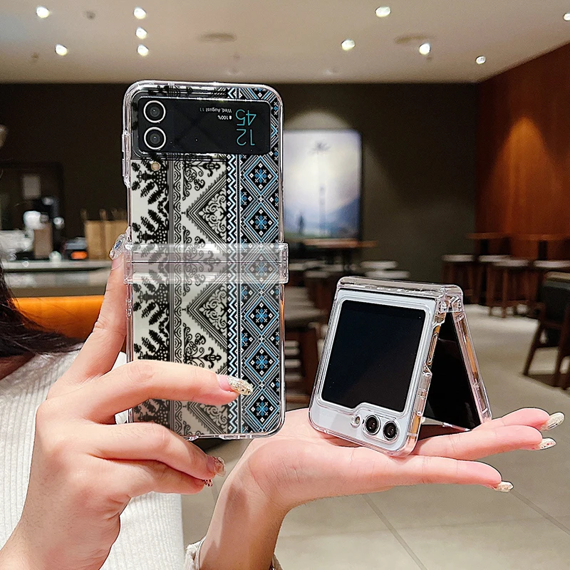 สําหรับ Samsung Galaxy Z Flip7 Flip5 Flip6 กรณี Vintage Totem รูปแบบพับ PC สําหรับ Samsung Galaxy Z Flip 7 6 5 4 3 5G