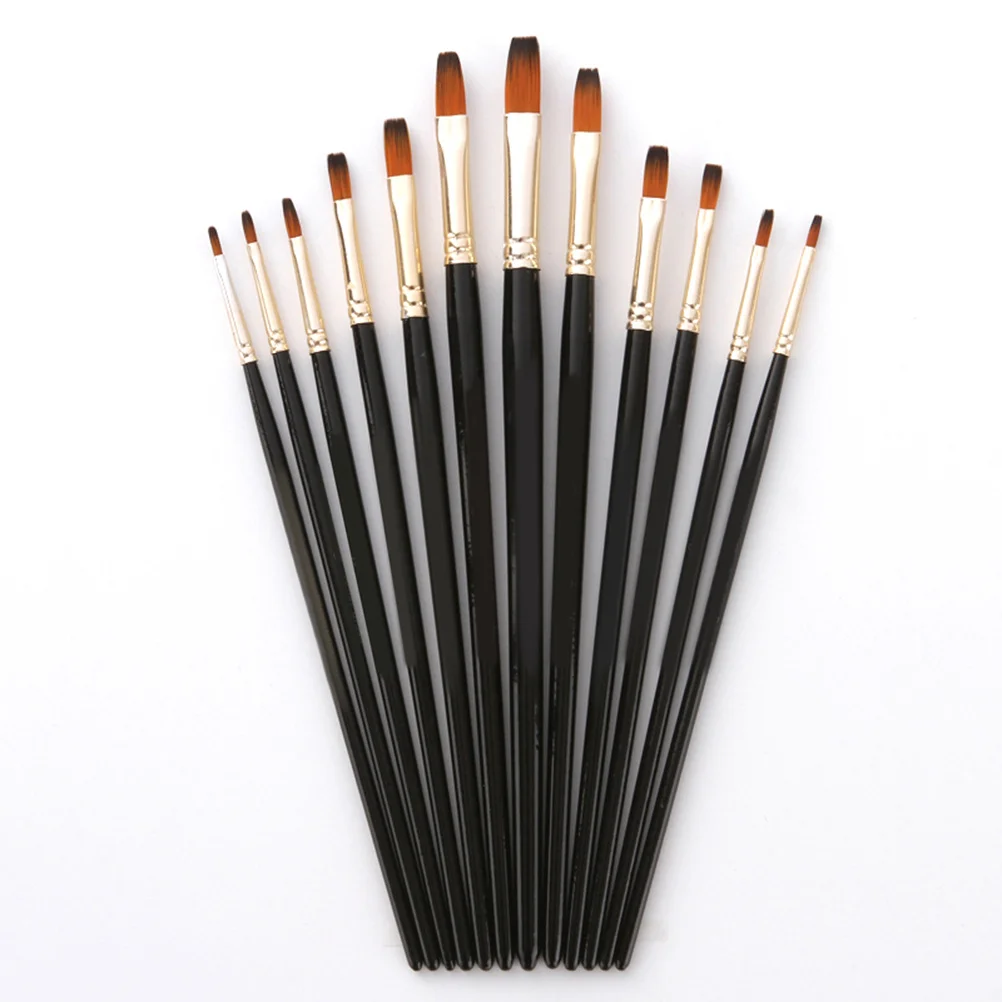 مجموعة رسم احترافية مكونة من 12 قطعة من فرش طلاء النايلون بلونين لمختلف طرق الرسم آمنة للمناسبات المدرسية للوجه