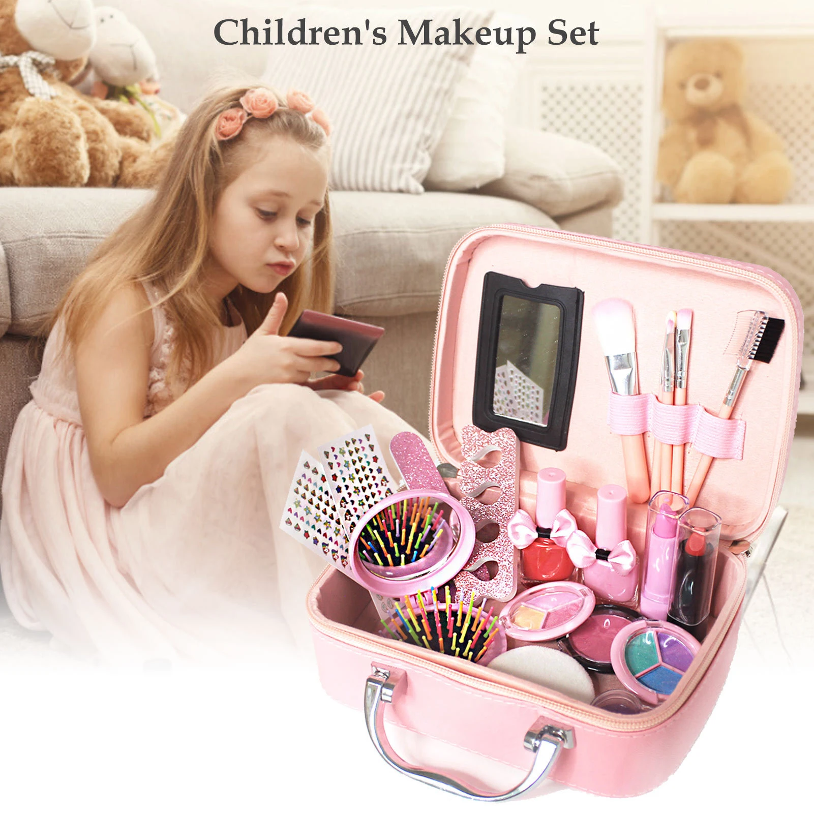 Pretend Spielen Kosmetik Set Schönheit Make-Up Handtasche Kit Mädchen Spielen Haus Nagellack Nagel Make-Up Lippenstift Spielzeug Kinder Geburtstag Geschenk