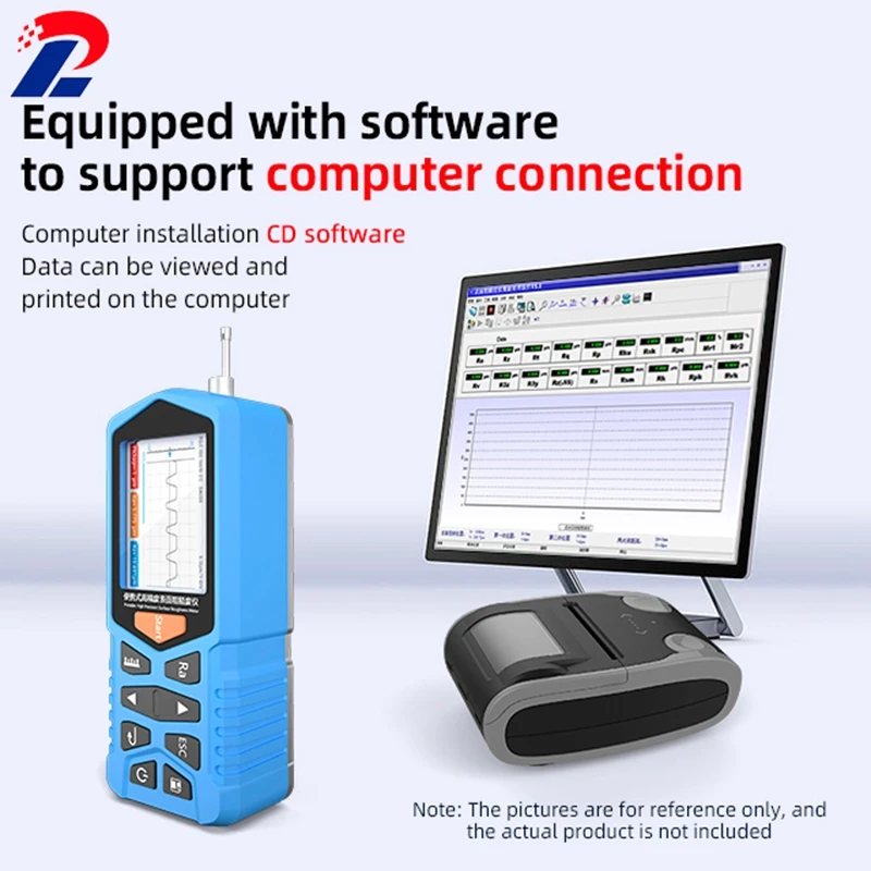 Portable Surface Roughness Meter 160μm TFT LCD Digital Flat Inclined Curved Surface Smoothness Tester Raw Waveform Rugosimeter