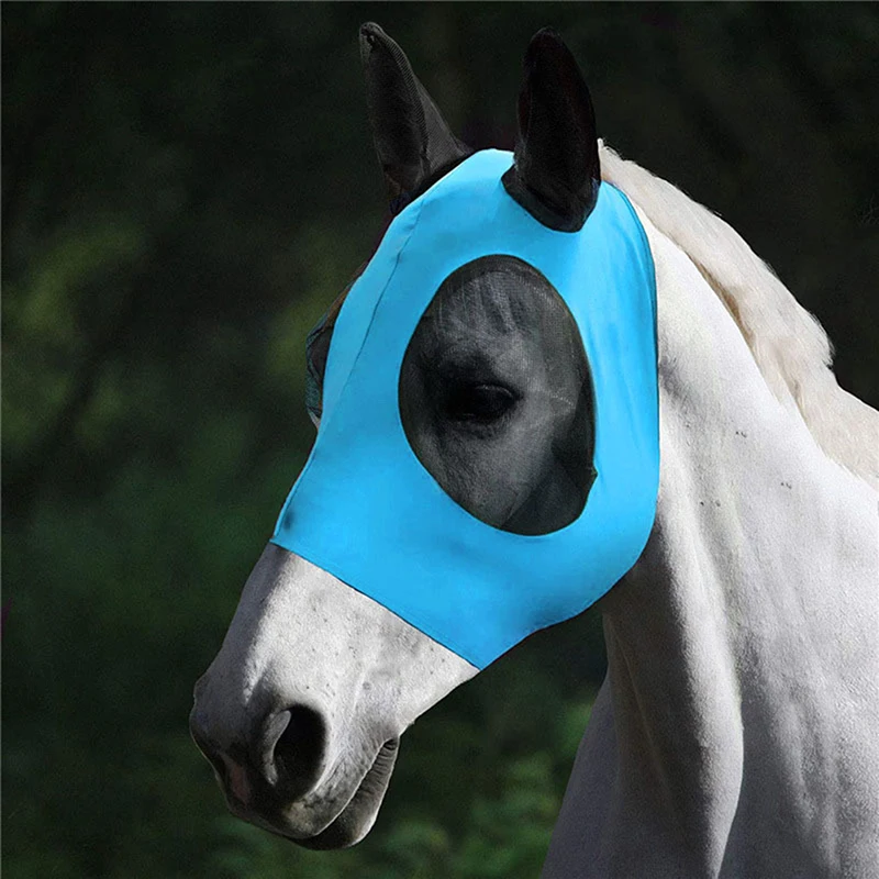 1Pc Anti-Fly Mesh Equine Masker Paard Masker Stretch Bug Eye Paard Fly Masker Met Bedekt Oren Paard fly Masker Lange Neus Met Oren