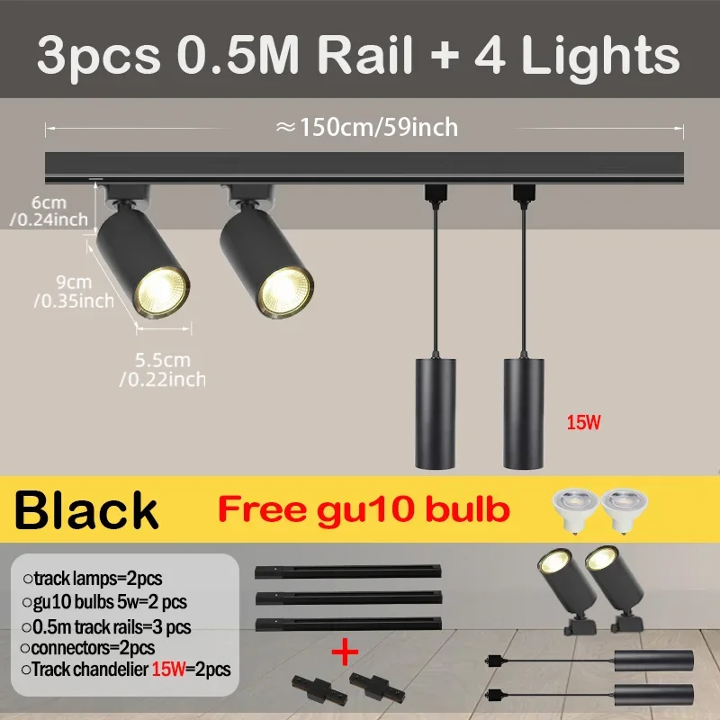 

Track Chandelier Led Track Light 110V Ceiling Track Lamp Lighting Set Rails Spot Clothing Shop Living Room Store Home gu10 Bulb