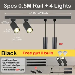 Track Chandelier Led Track Light 110V Ceiling Track Lamp Lighting Set Rails Spot Clothing Shop Living Room Store Home gu10 Bulb