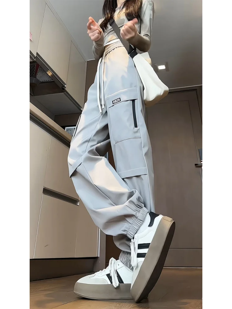 

Водонепроницаемые ветрозащитные мужские брюки-карго в американском стиле, свободные брюки-парашюты для весны и осени, молодежные модные брендовые рабочие брюки