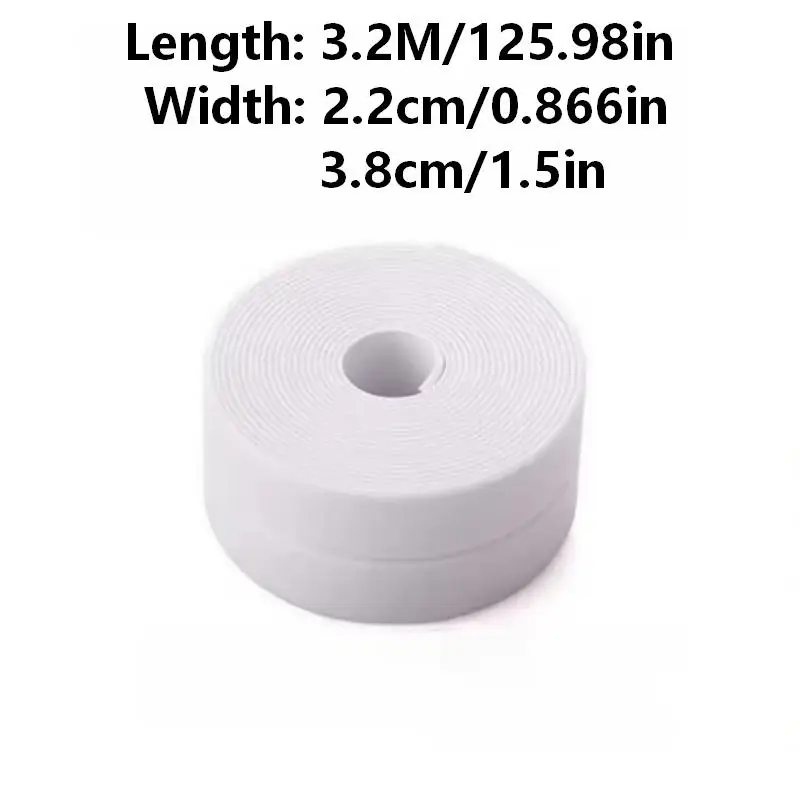 1 Roll 3.2M PVC Sealing Strip Tape for Bathroom Bath Toilet Kitchen Caulk Tape Self Adhesive Wall Sticker Mold Pro