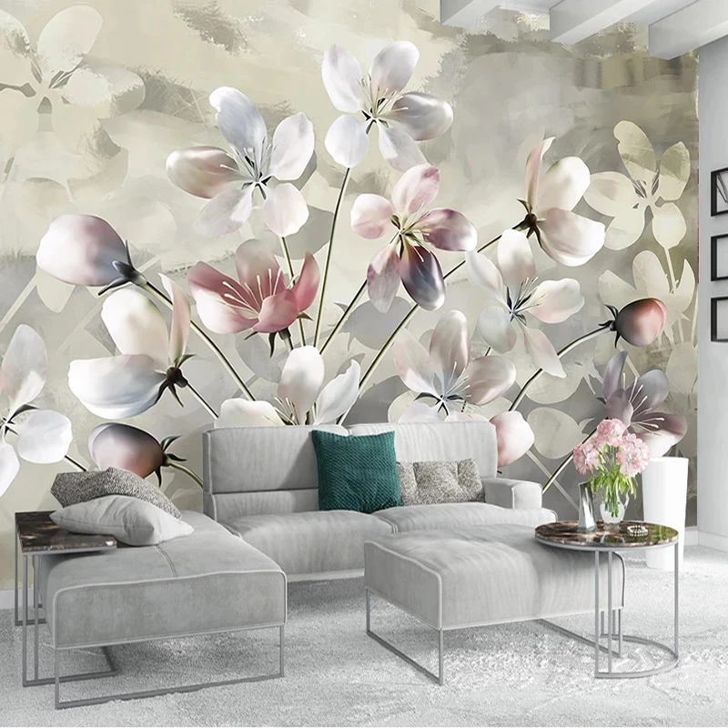 Custom Mural Hand Painted Watercolor Oil Painting Floral Modern Bedroom Wallpaper Living room sofa TV background wall restaurant