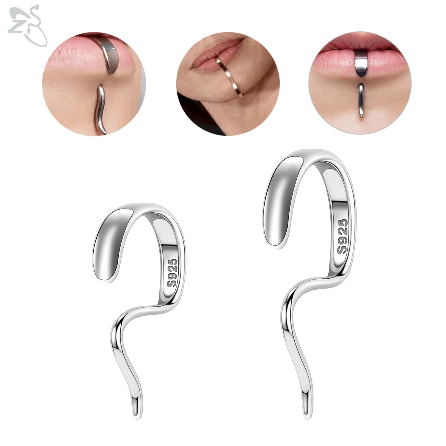 

ZS 1 Piece 16G 925 Sterling Sliver Labret Lip Stud For Women Girls Unique Lips Stud Piercings 8/10MM Punk Piercing Jewelry Gifts