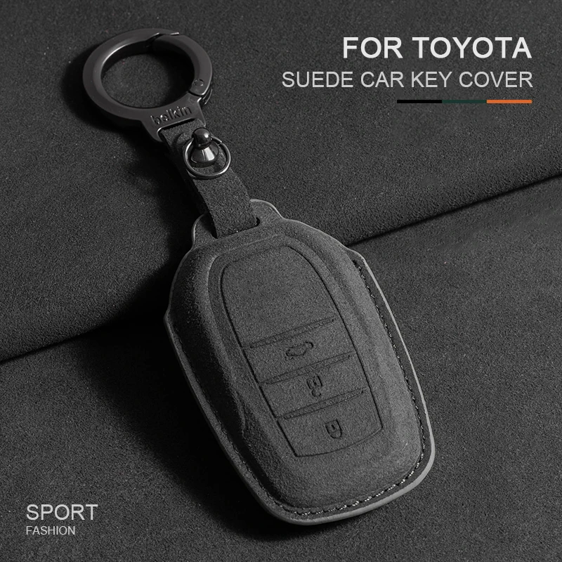Suede Key Case Cover Fit For Hilux Yaris Corolla Rav4 CHR Revo Auris Innova Highlander Venza Fortuner Non-OEM Key Fob Protector