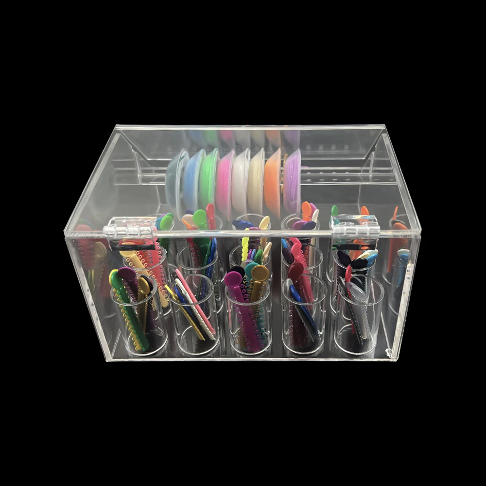 1pcs Dental Power Chain Holder Orthodontic Elastics Chains Acrylic Dispenser Placing Box Ortho Rubber Band Organizer Box