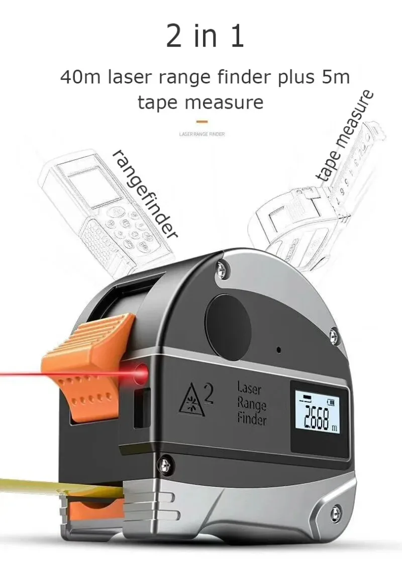 40M Digital Measuring Tape, Retractable Electronic Distance Meter, Multi-Angle Tool for Home Construction