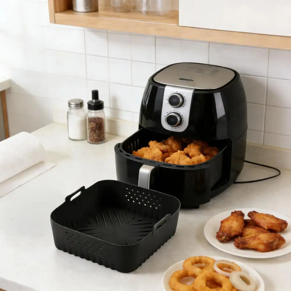 Universal Silicone Air Fryer Liner Reusable Non-Stick Mat for Ninja Dishwasher Safe Air Fryer Silicone Liner Cooking Mat 90%