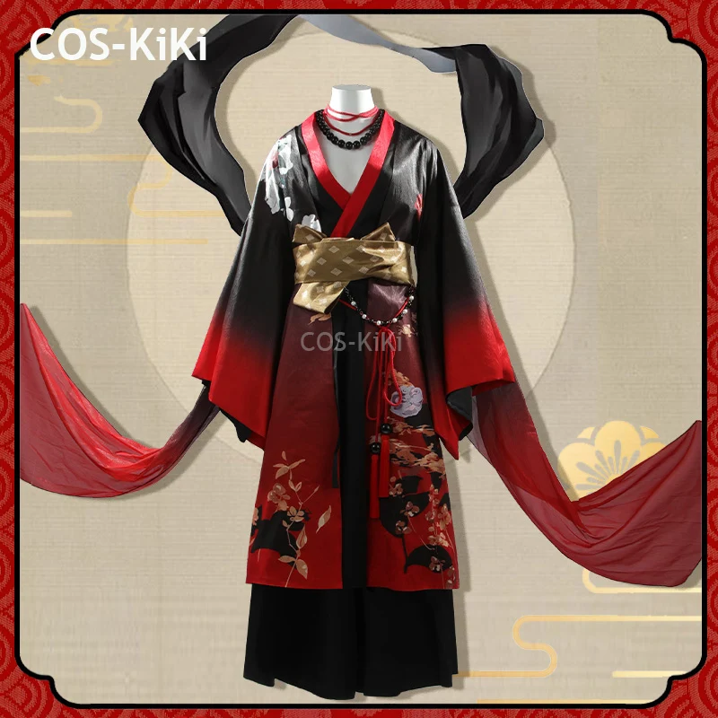 COS-KiKi Vtuber Vox Akuma New Clothes Game Suit Cosplay Costume Gorgeous Handsome Kimono Halloween Party Role Play Outfit