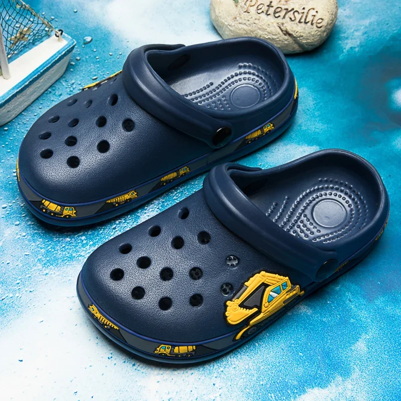 Children Shoes Baby Boys Slippers Cartoon Excavator Clogs Kids Casual Sneaker Slipper Comfort Sports Tennis Shoes Boys Sneaker