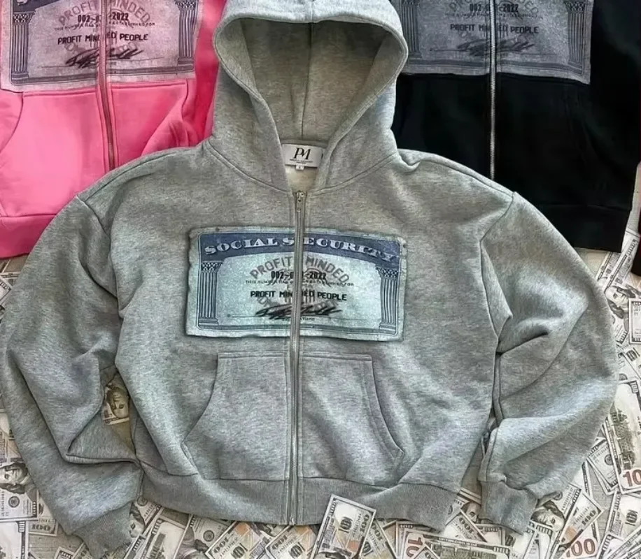 Y2K Retro-Herbst-Hoodies für Männer und Frauen, bedruckt mit personalisierten Mustern, Street-Style-Street-Cardigan mit Kapuze und langen Ärmeln