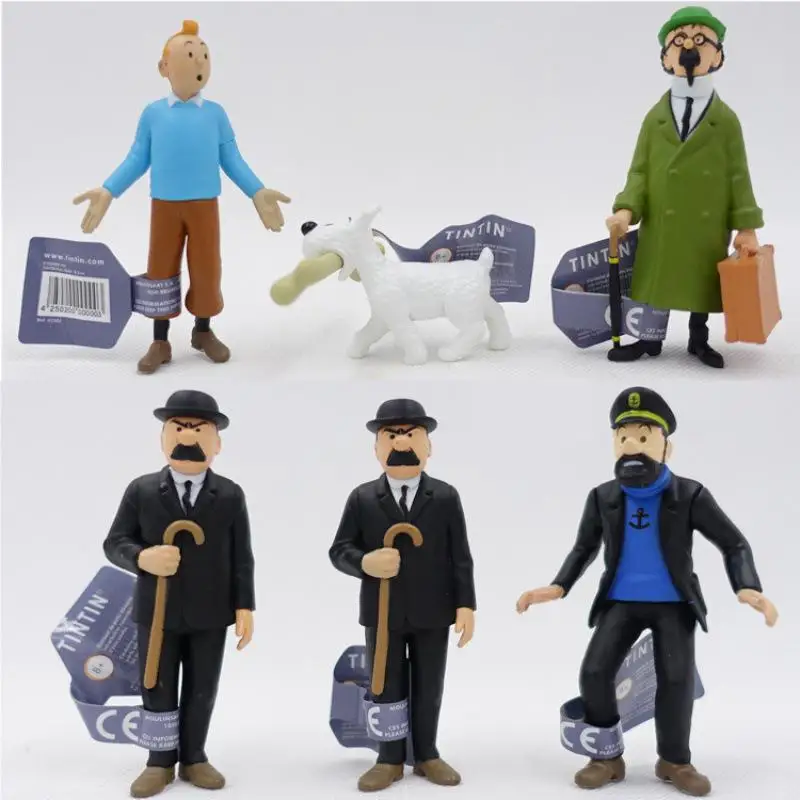 Les Aventures De Tintin Et Milou 6 Pcs/Set Figure 8.5-19cm The Adventures of Tintin Figurine Classic Animation Collection Dolls