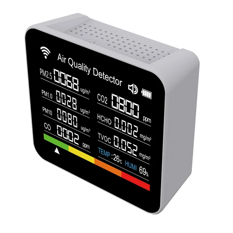 

2025 New 15 In 1 Air Quality Tester Multifunctional Digital PM2.5 PM1.0 PM10 PM10 HCHO TVOC CO CO2 Meter For Home/Office