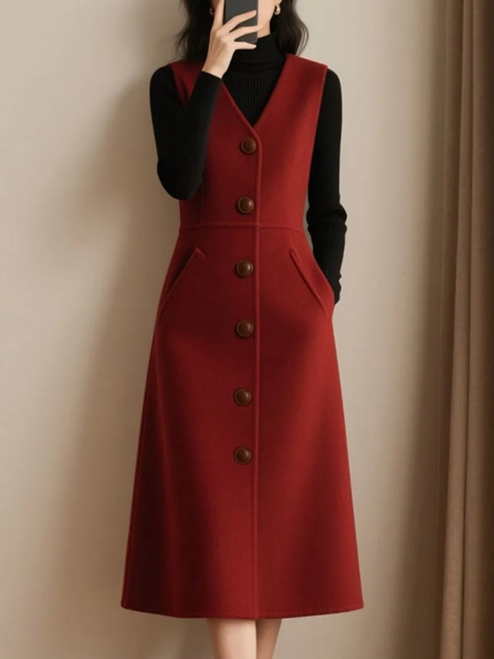 Autumn Winter New Women's Clothing French Retro High-End Light And Familiar Style Shirt Vest Wool Dress Two-Piece Suit Fashion