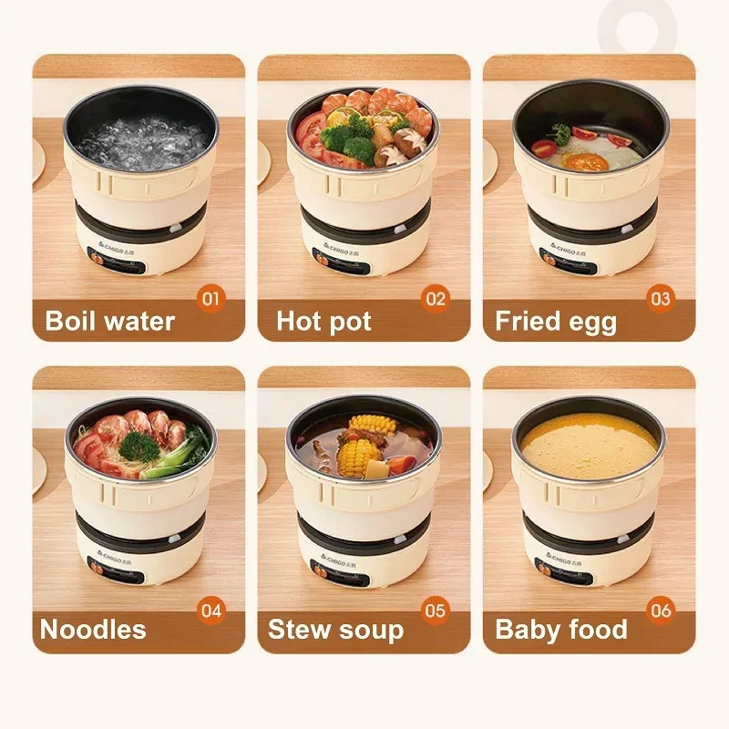 2025 New Separate Folding Cooking Pot 2L Portable Multi-function Cooking Pot Outdoor Travel Home Hot Pot Wok Steamer 500W - Image 4