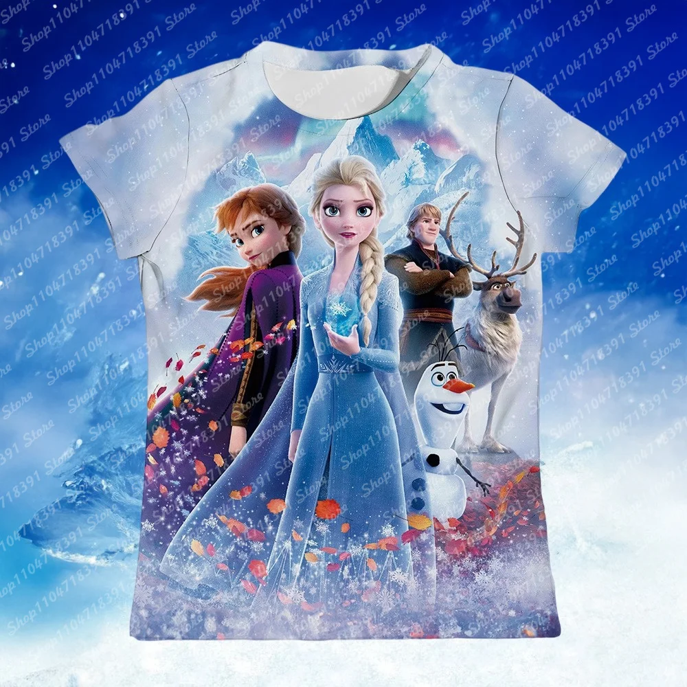 

Kids Clothing Summer Girls Cute Cartoon 3D Printed T Shirt Frozen 2 Animal Elsa Princess Short Sleeve T-shirts Children's Tees