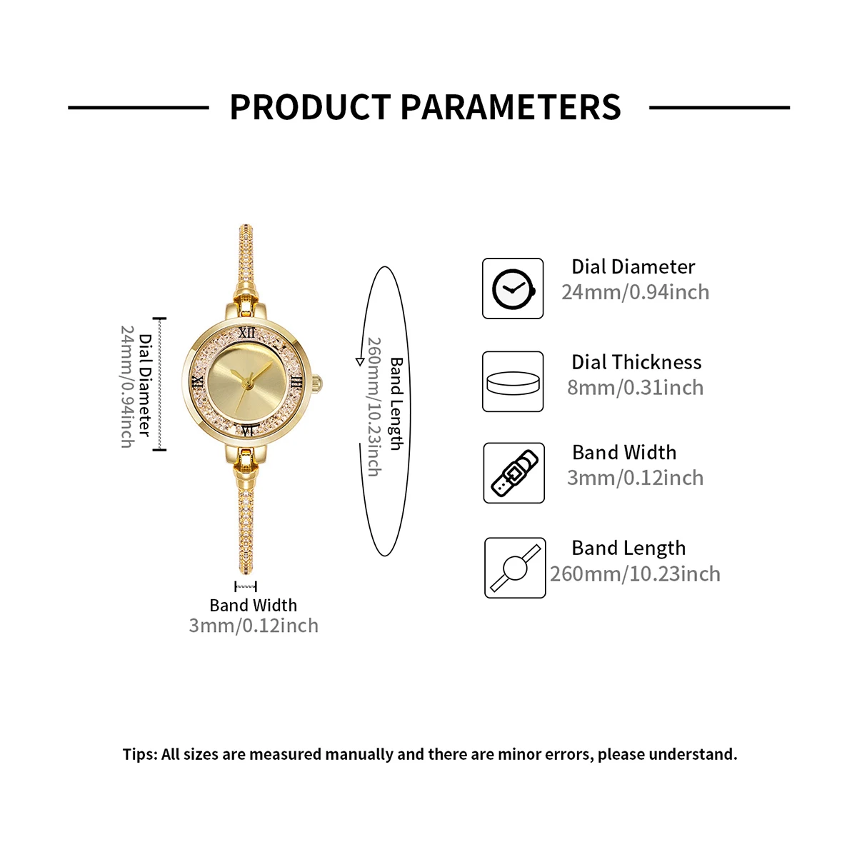 Women\'s Light Luxury High Sense Watch Simple and Fashionable Women\'s Small Disc Stainless Steel Chain Quartz Watch Reloj