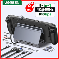 UGREEN Steam Deck Dock 9-in-1 USB C Docking Station 4K60Hz HDMI RJ45 10Gbps for Steam Deck Rog Ally X Legion Go Foldable Stand